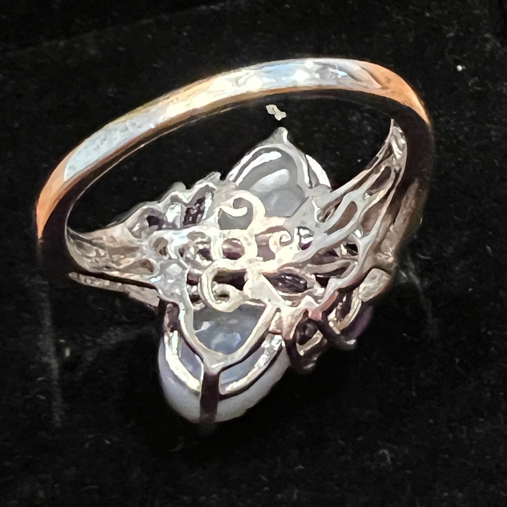Sterling Silver Purple Cluster Ring - Picture 5 of 7